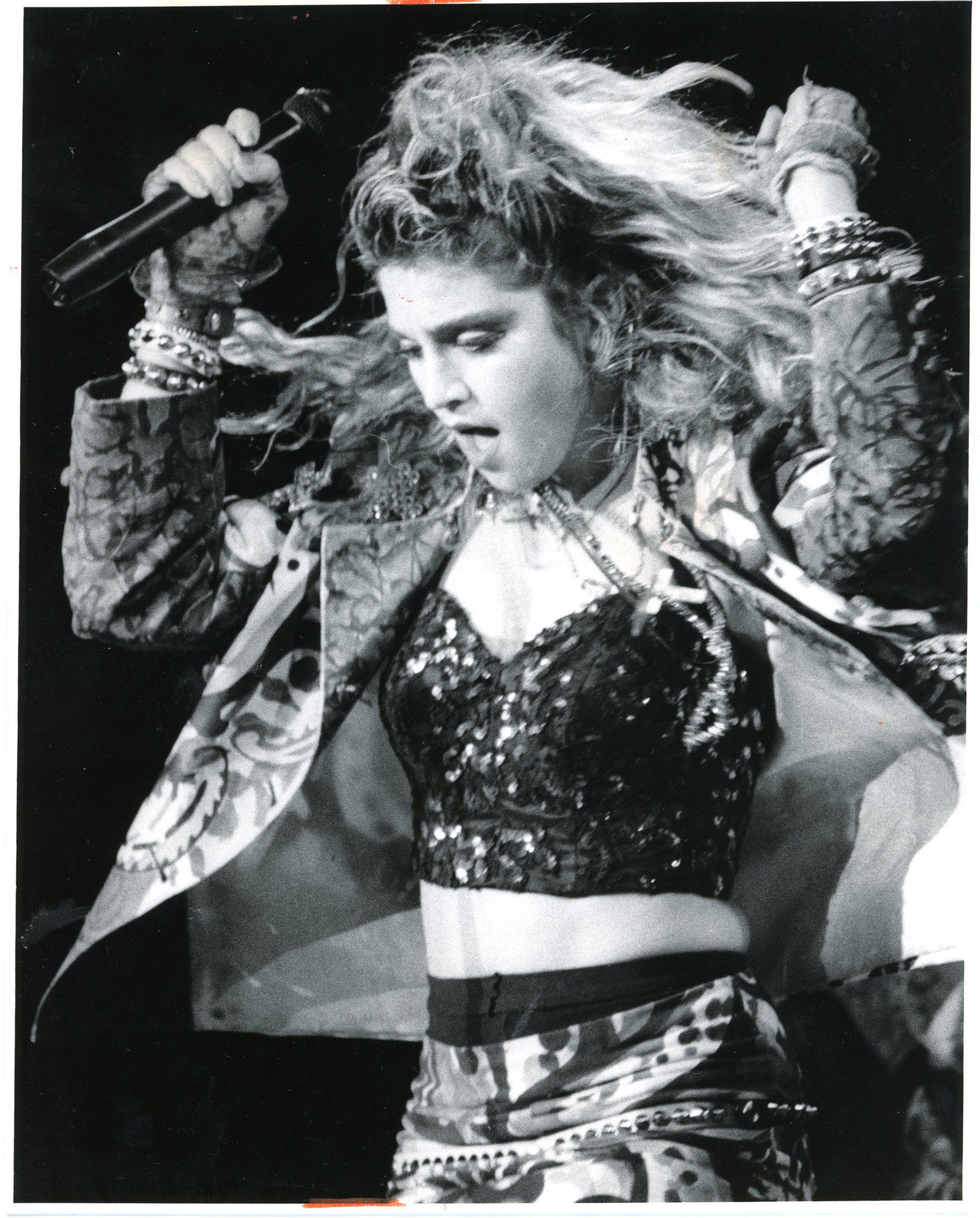 Madonna on stage in Worcester, MA, in 1986